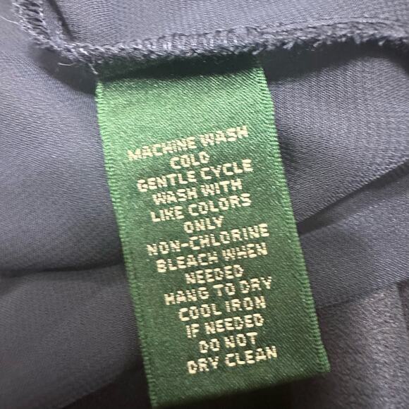 Lauren Ralph Lauren Blue Tank Shell Blouse Womens Top Size M Sheer Hem Career - Picture 7 of 7